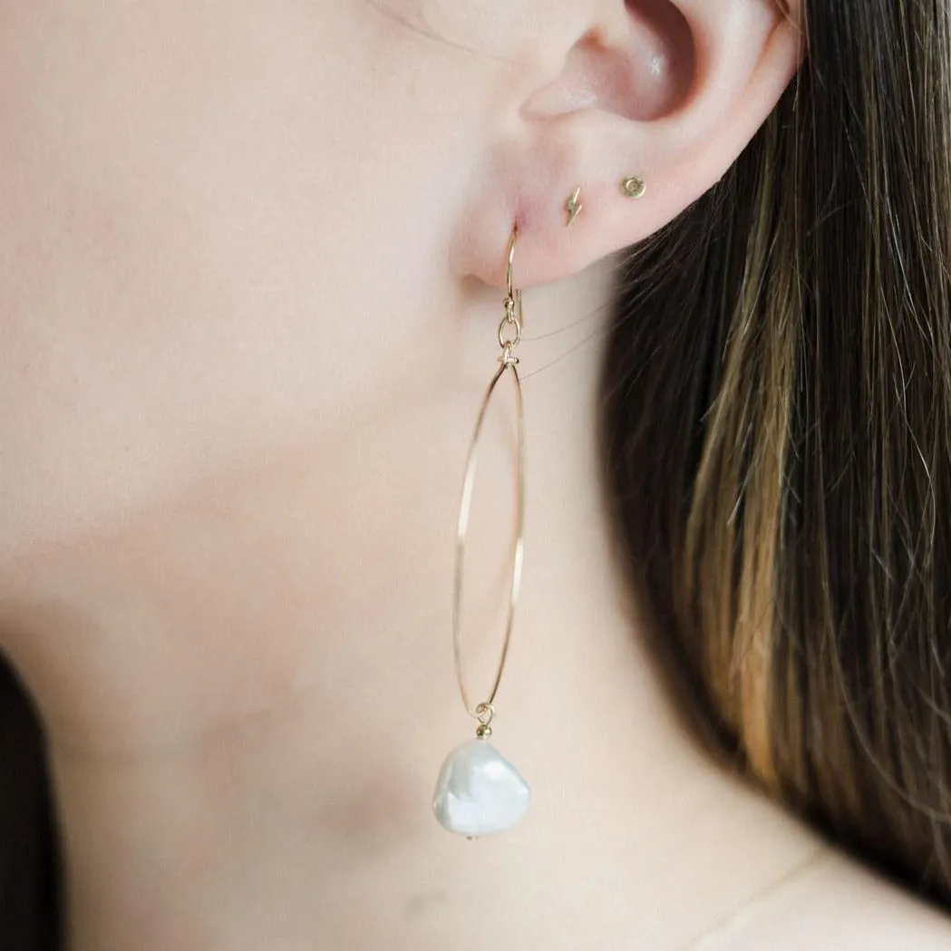 Gold Filled Baroque Pearl Hoop Earrings