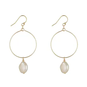 Gold Filled Baroque Pearl Hoop Earrings