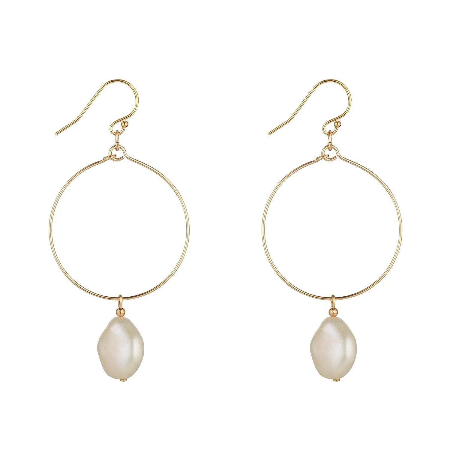 Gold Filled Baroque Pearl Hoop Earrings