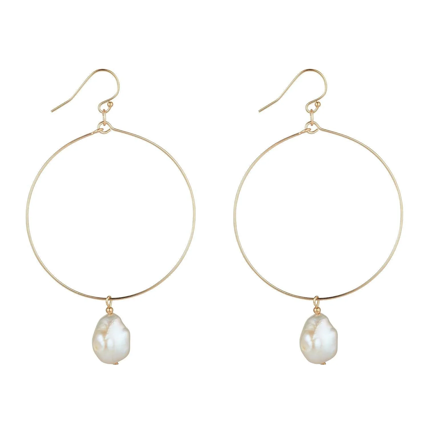 Gold Filled Baroque Pearl Hoop Earrings