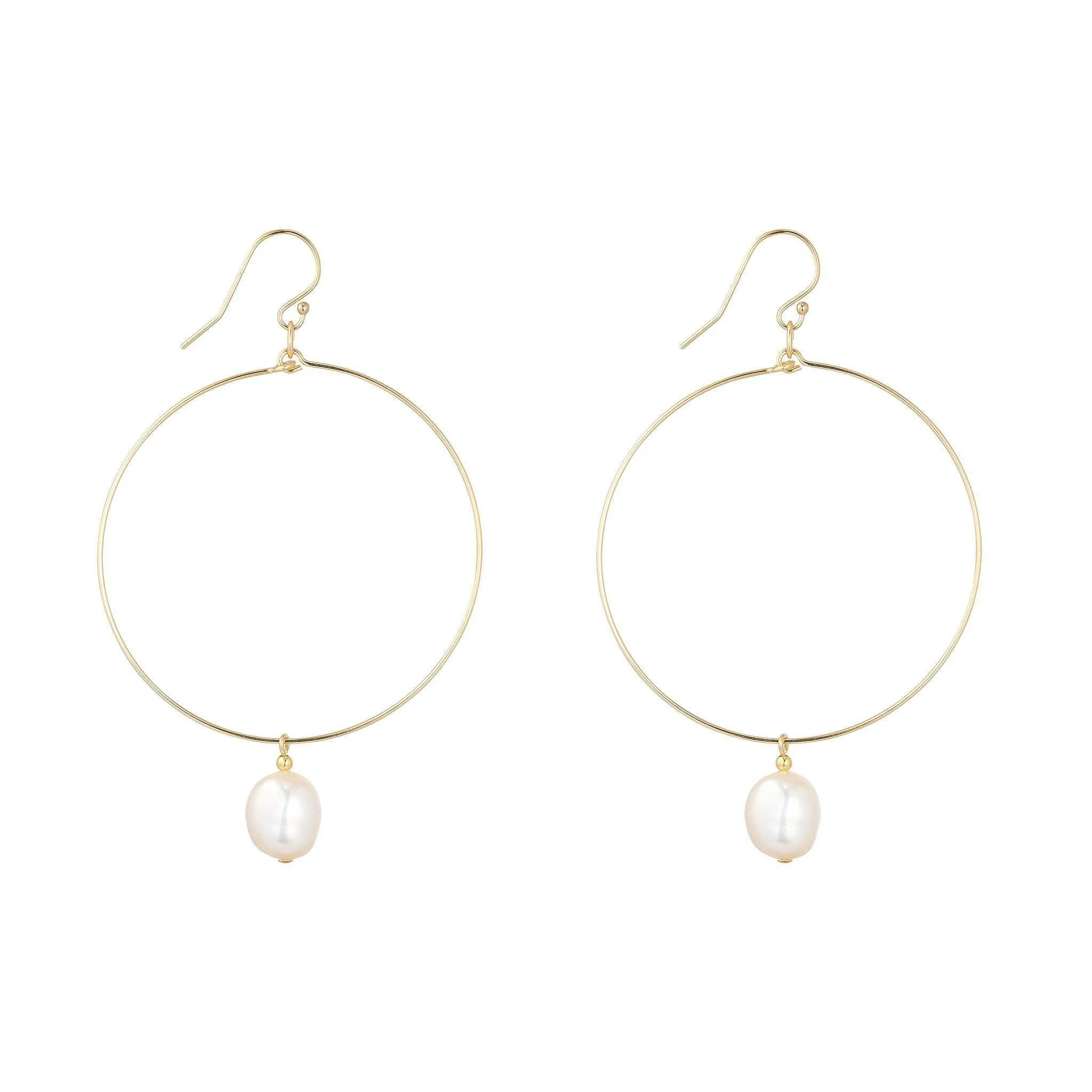 Gold Filled Baroque Pearl Hoop Earrings