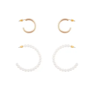 Gold Pearl Hoop Pack Earring