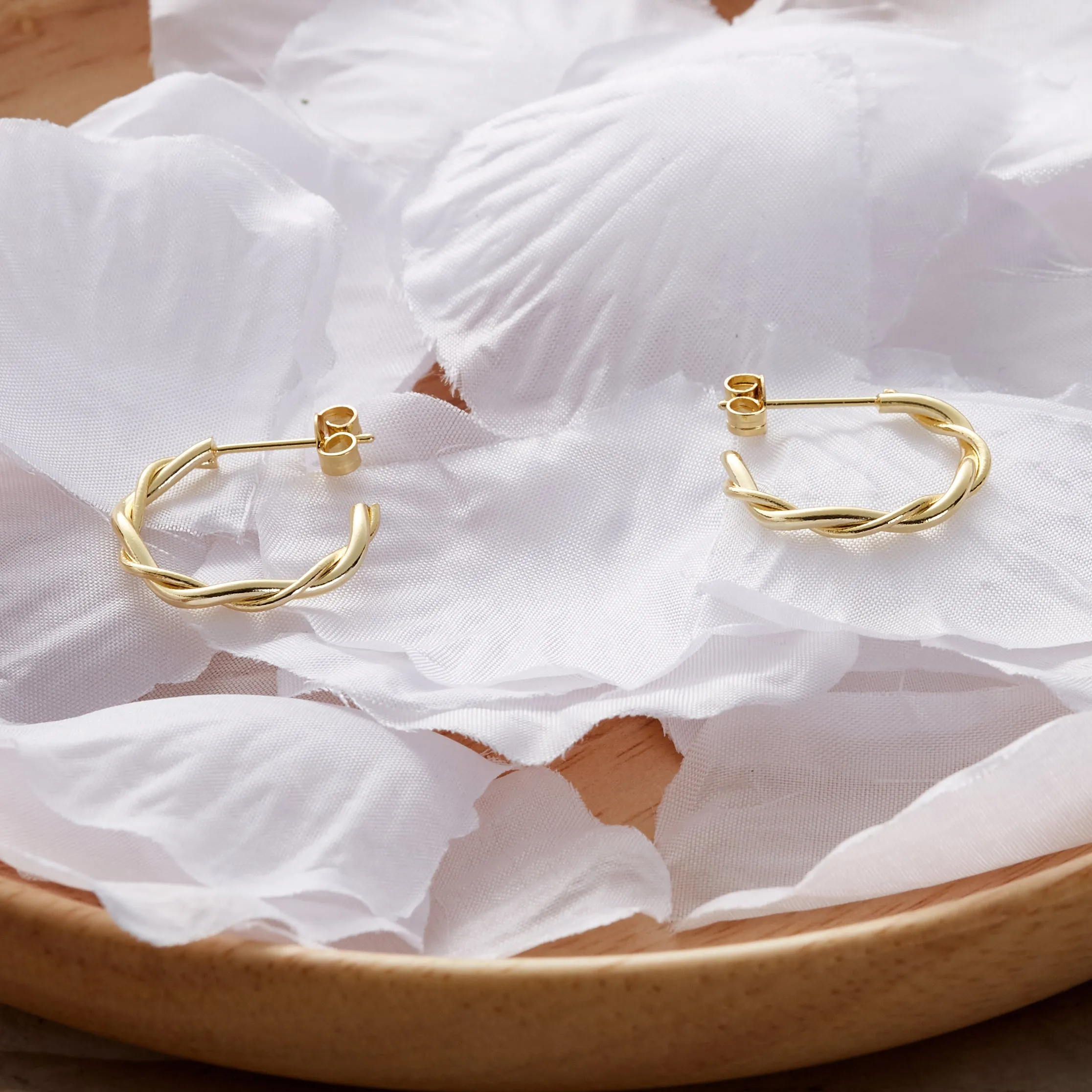 Gold Plated 20mm Twisted Hoop Earrings