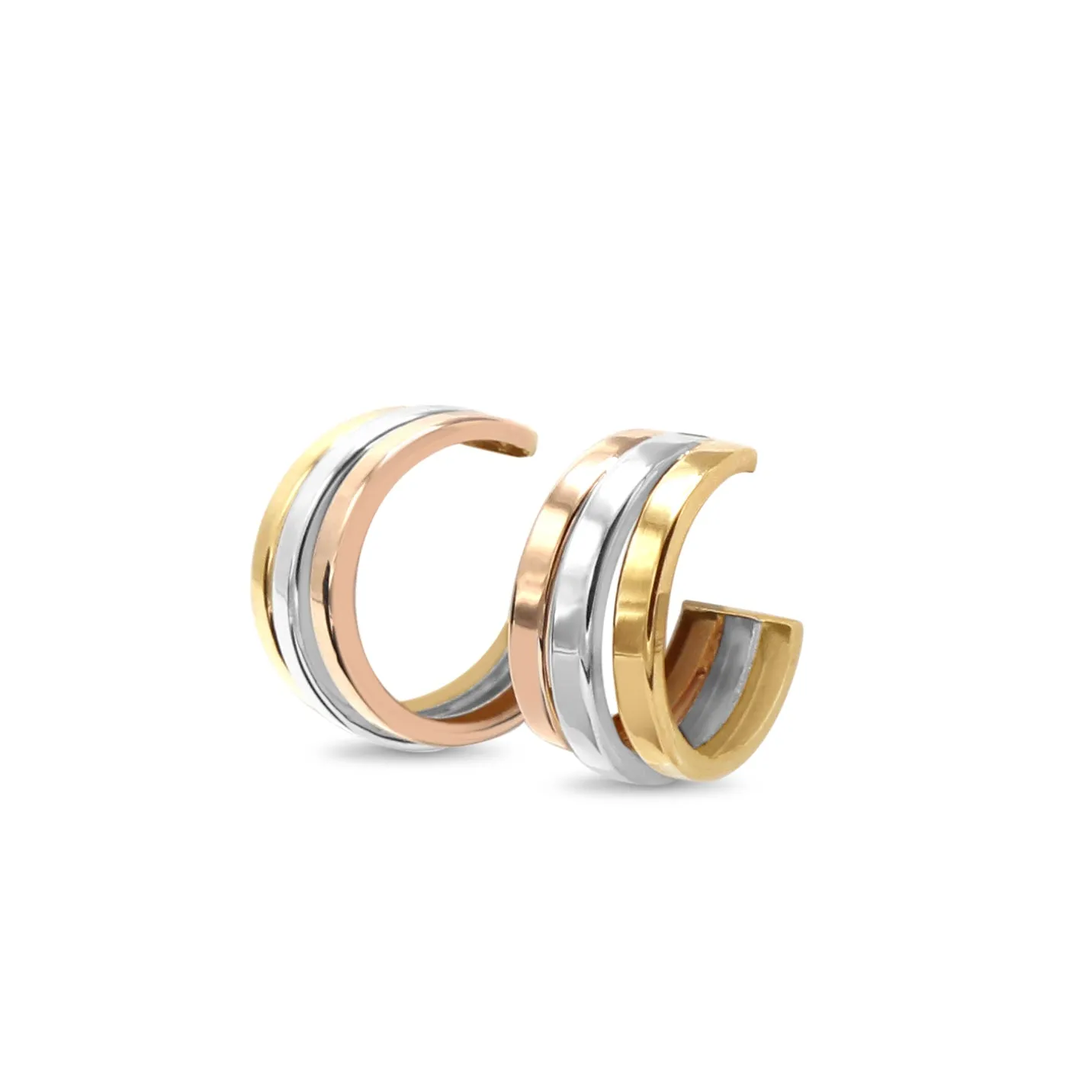 Hoop Earrings - 18ct White, Yellow & Rose Gold