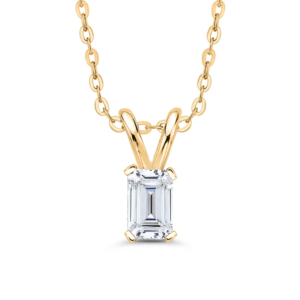 IGI Certified 3.02 ct. I - VS2 Emerald Cut Lab Grown Diamond Solitaire Pendant Necklace in 14K Gold