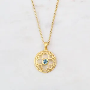 Joyful Circle Blue Topaz Pendant Necklace