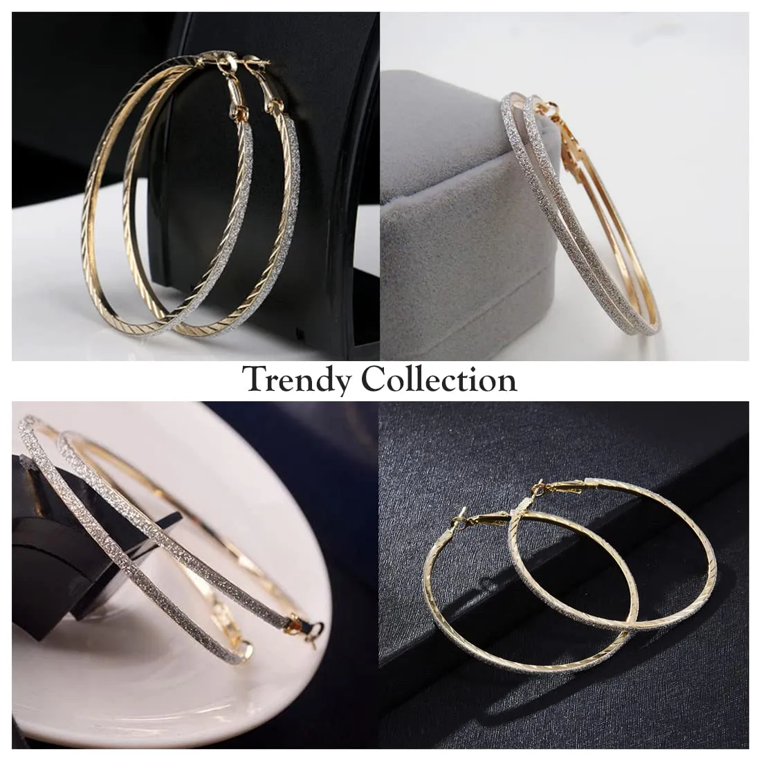 Kairangi Earrings for Women and Girls | Fashion Gold Plated Hoop Earring | Western Big Hoop Earrings | Accessories Jewellery for Women | Birthday Gift for Girls and Women Anniversary Gift for Wife