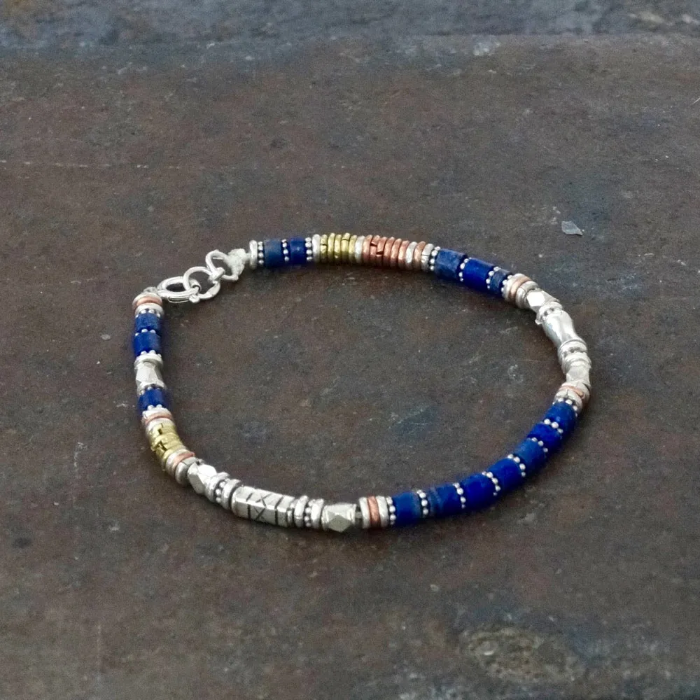 Lapis Lazuli and Mixed Metals Bracelet