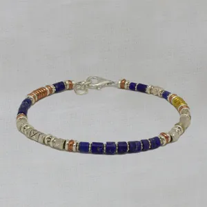 Lapis Lazuli and Mixed Metals Bracelet