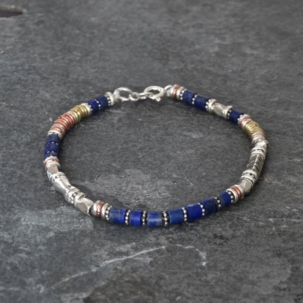 Lapis Lazuli and Mixed Metals Bracelet