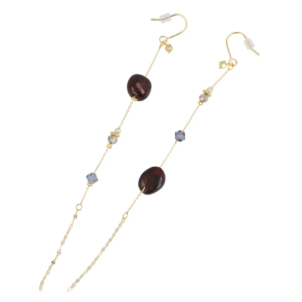 Long Drop Gem Station Earrings