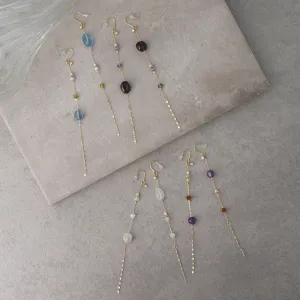 Long Drop Gem Station Earrings