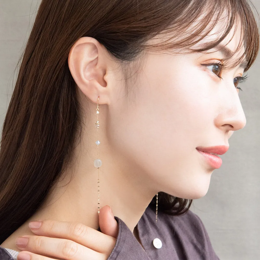 Long Drop Gem Station Earrings