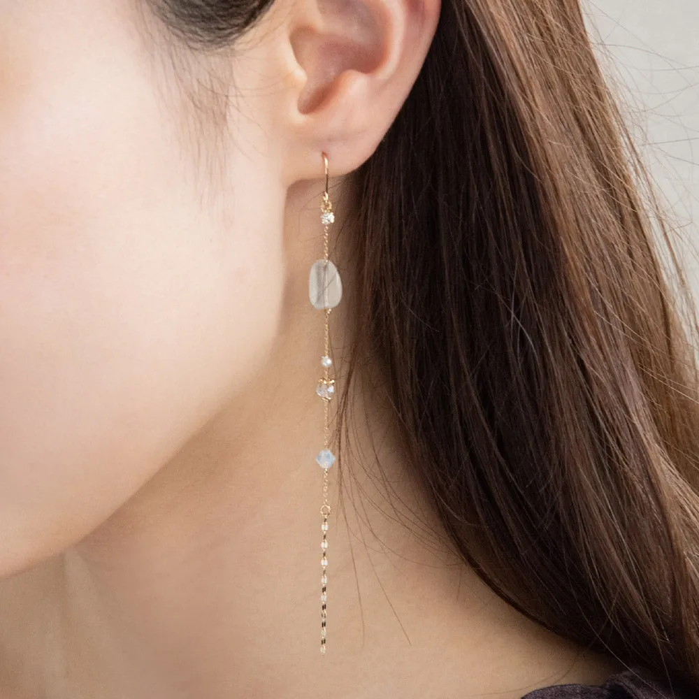 Long Drop Gem Station Earrings