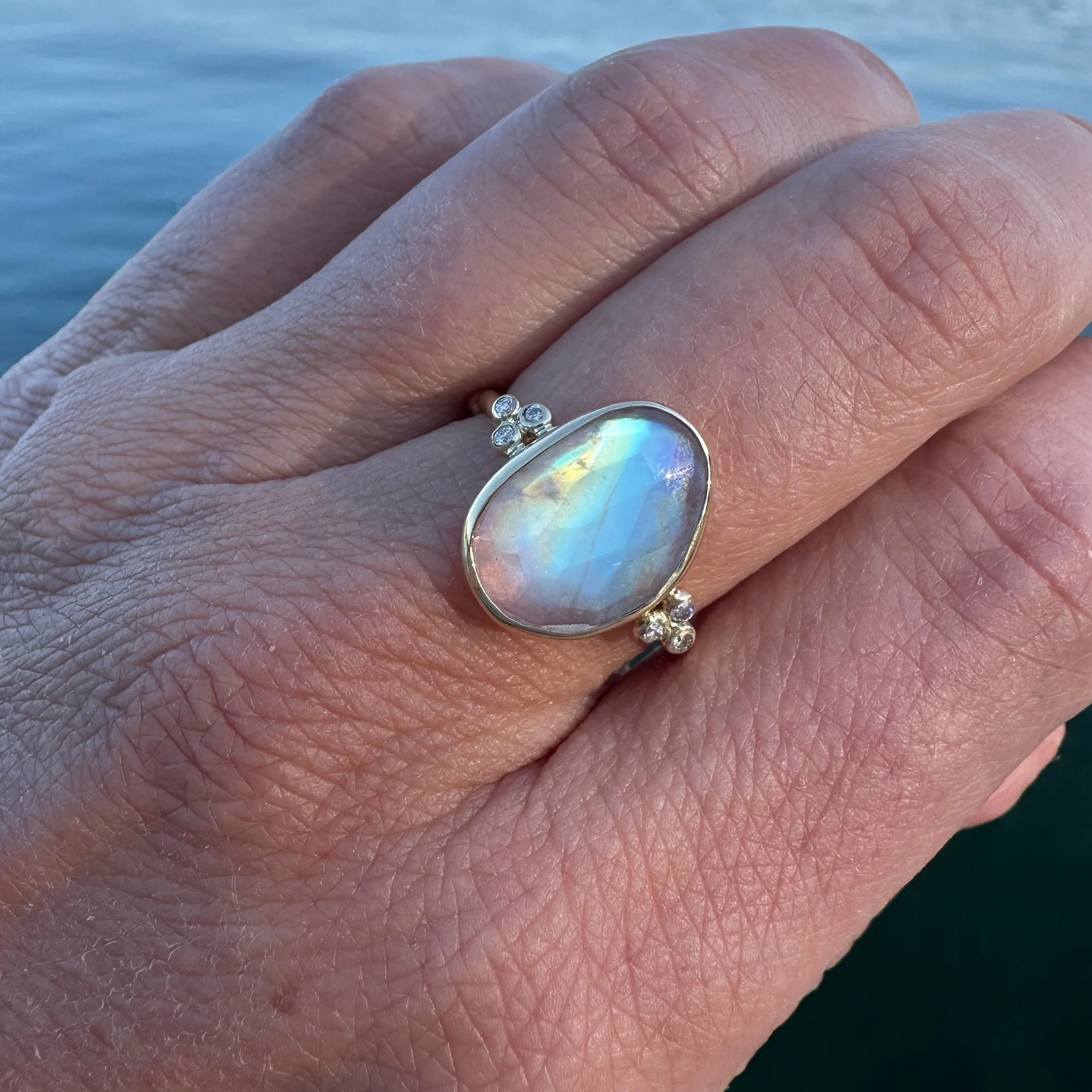 Moonstone and Diamond Ring