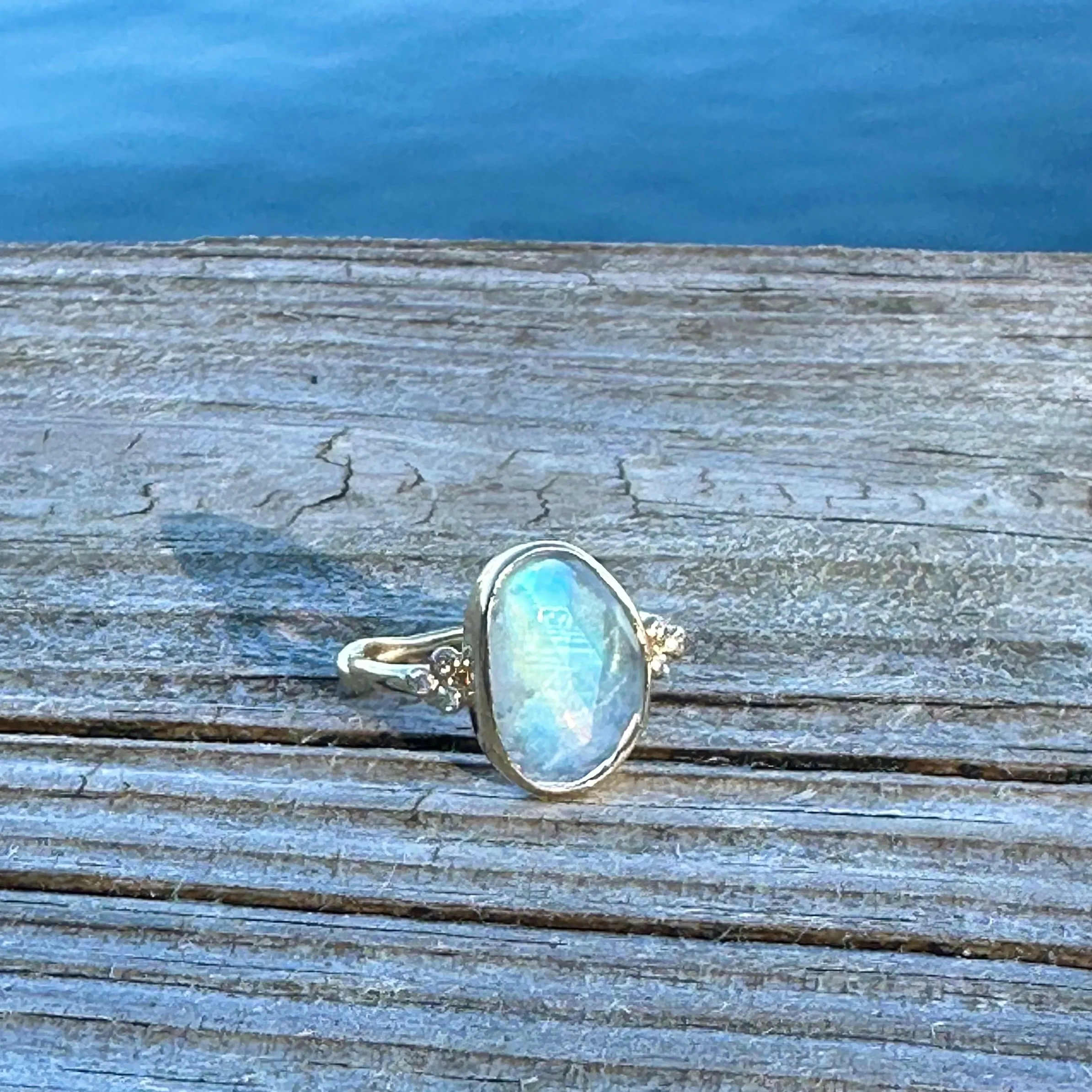 Moonstone and Diamond Ring