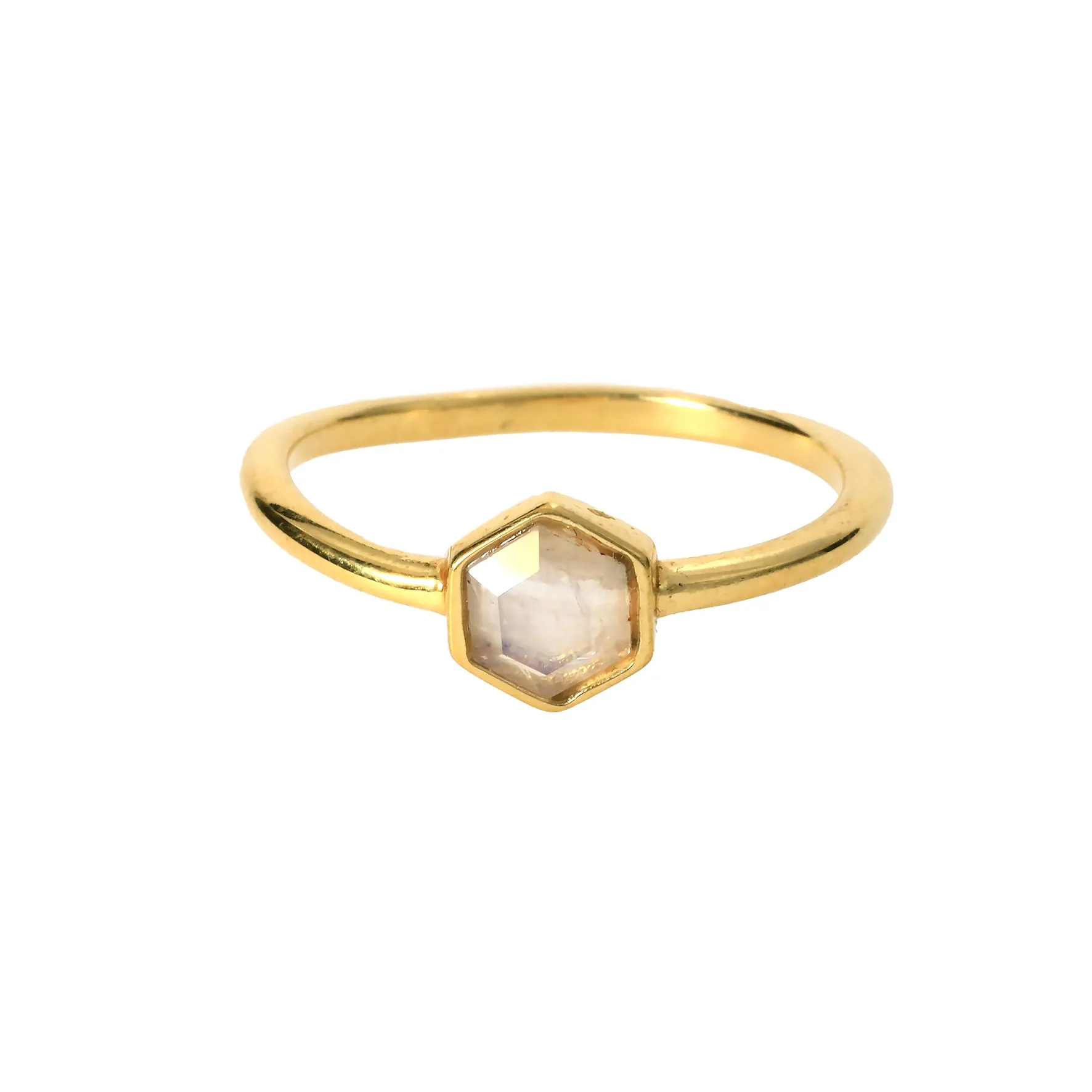 MOONSTONE Gemstone Hexagon Ring