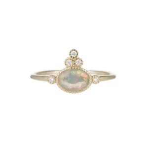 Opal Crown 5 Diamond Ring