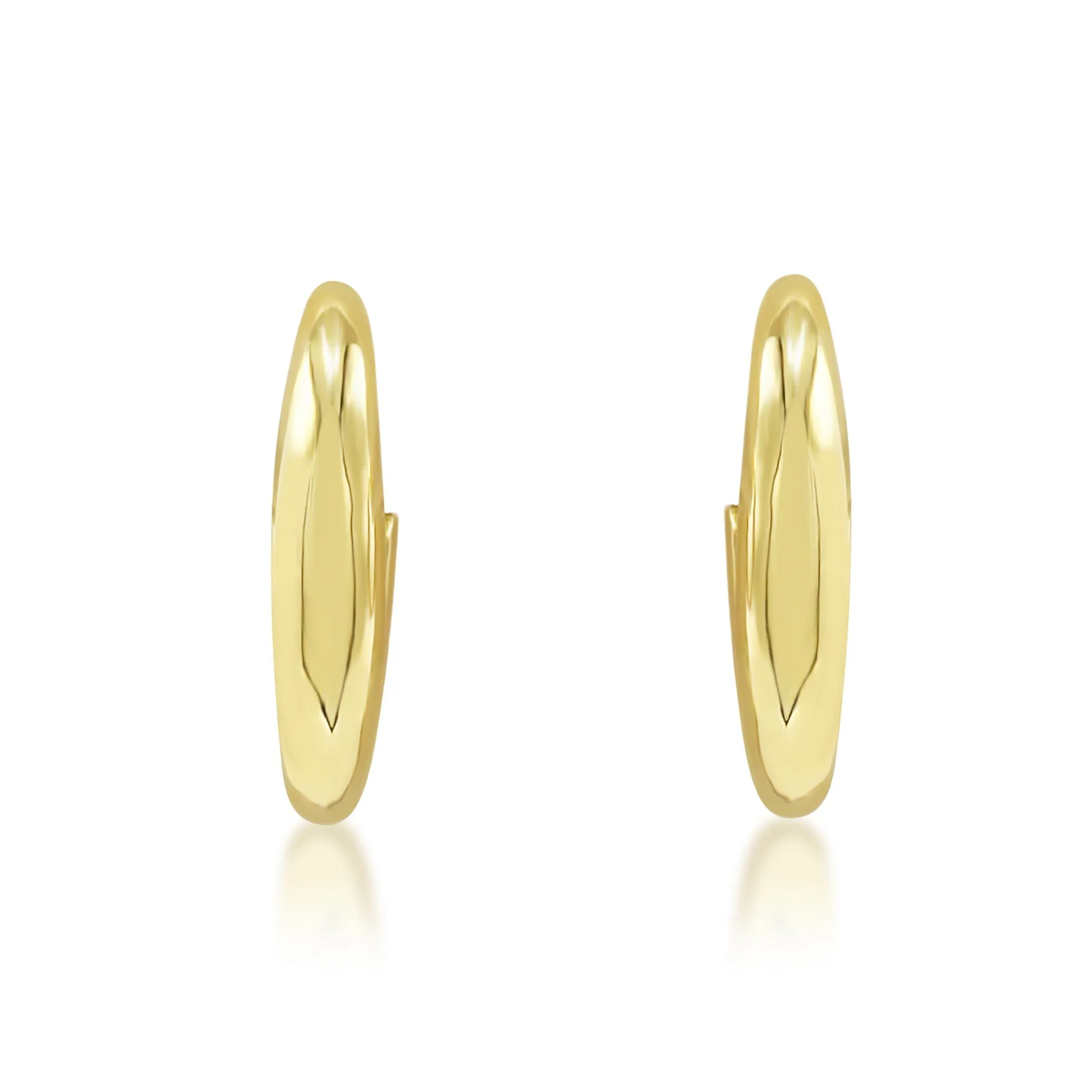 Oval Hollow Hoop Earrings - 18ct Yellow Gold