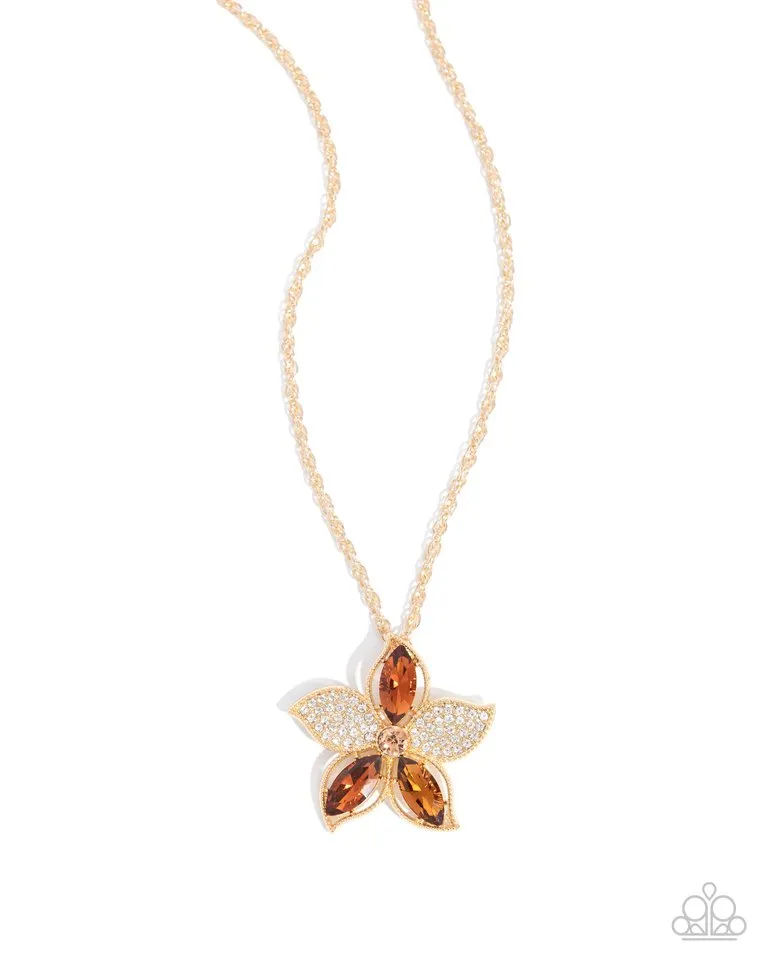 Paparazzi Necklace ~ Favorite Flower - Brown