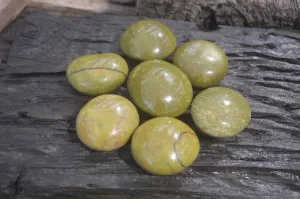 Polished Green Opal Galet - Palm Stones x 12 From Antsirabe, Madagascar