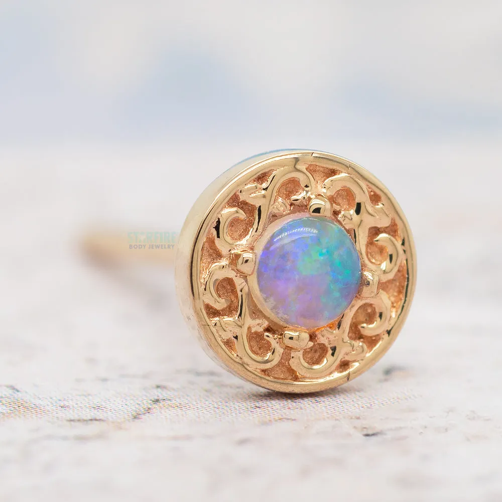 "Elizabeth" Nostril Screw in Gold with Genuine White Opal