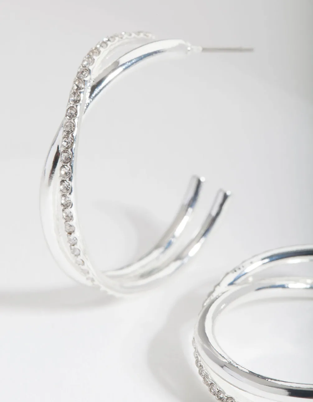 Real Silver Plated Cross Hoop Earring