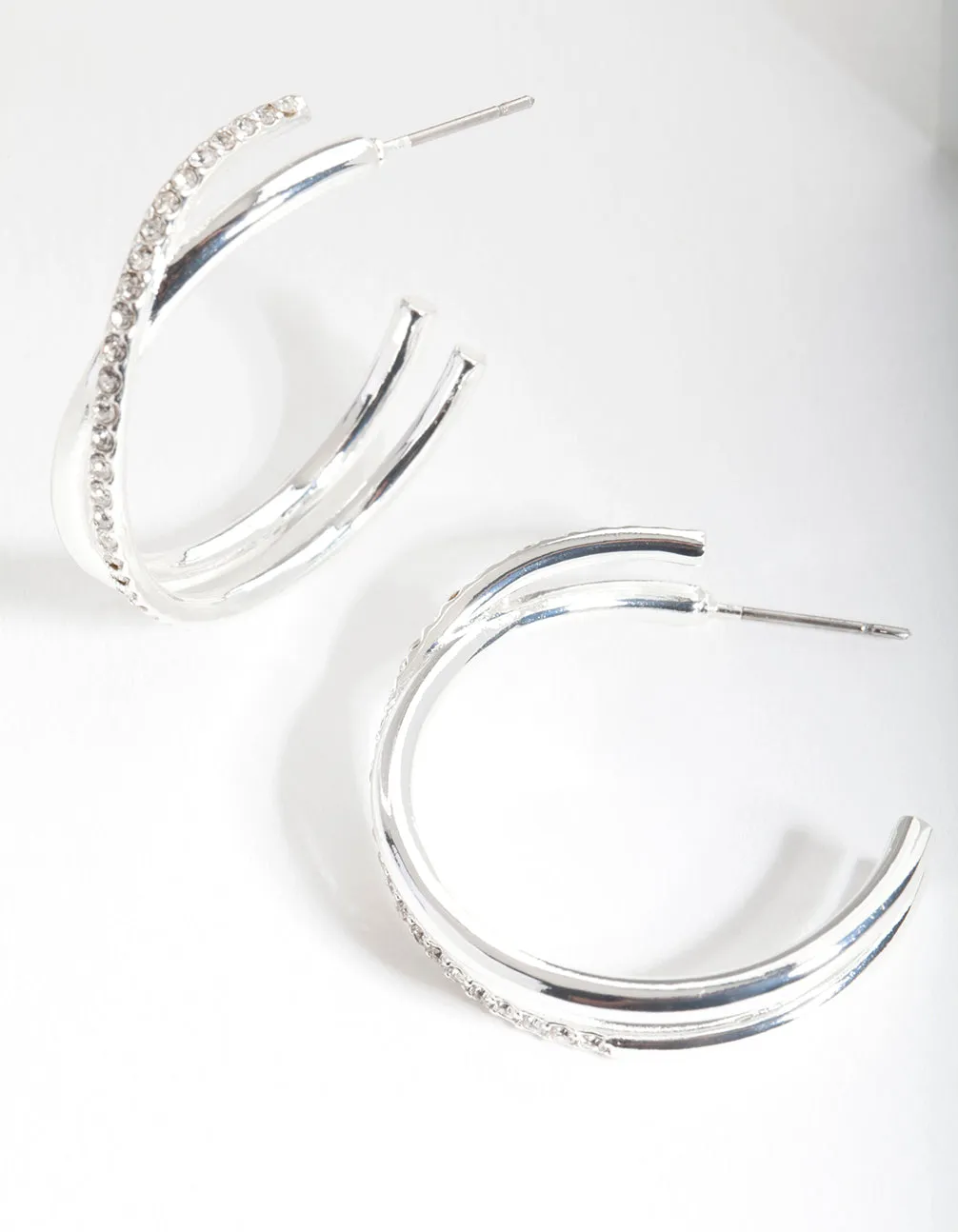 Real Silver Plated Cross Hoop Earring