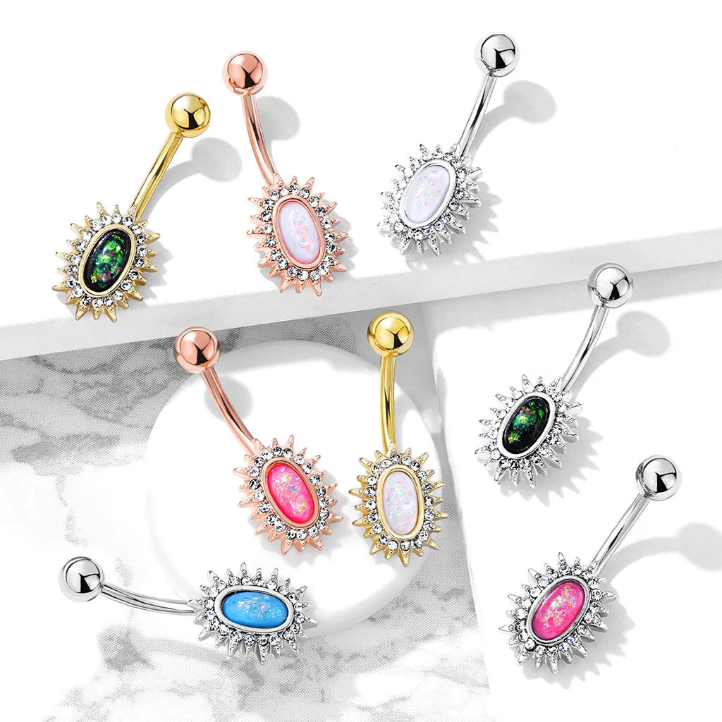 Regal Relics Opal Belly Bar with Rose Gold Plating