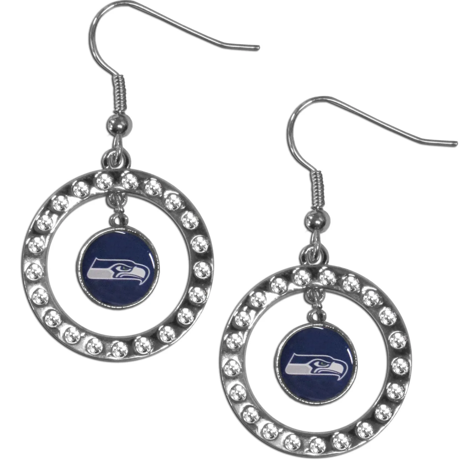 Seattle Seahawks Rhinestone Hoop Earrings