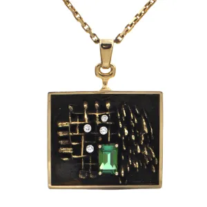 Signed Walter Schluep Tourmaline and Diamond Pendant Necklace (1974)