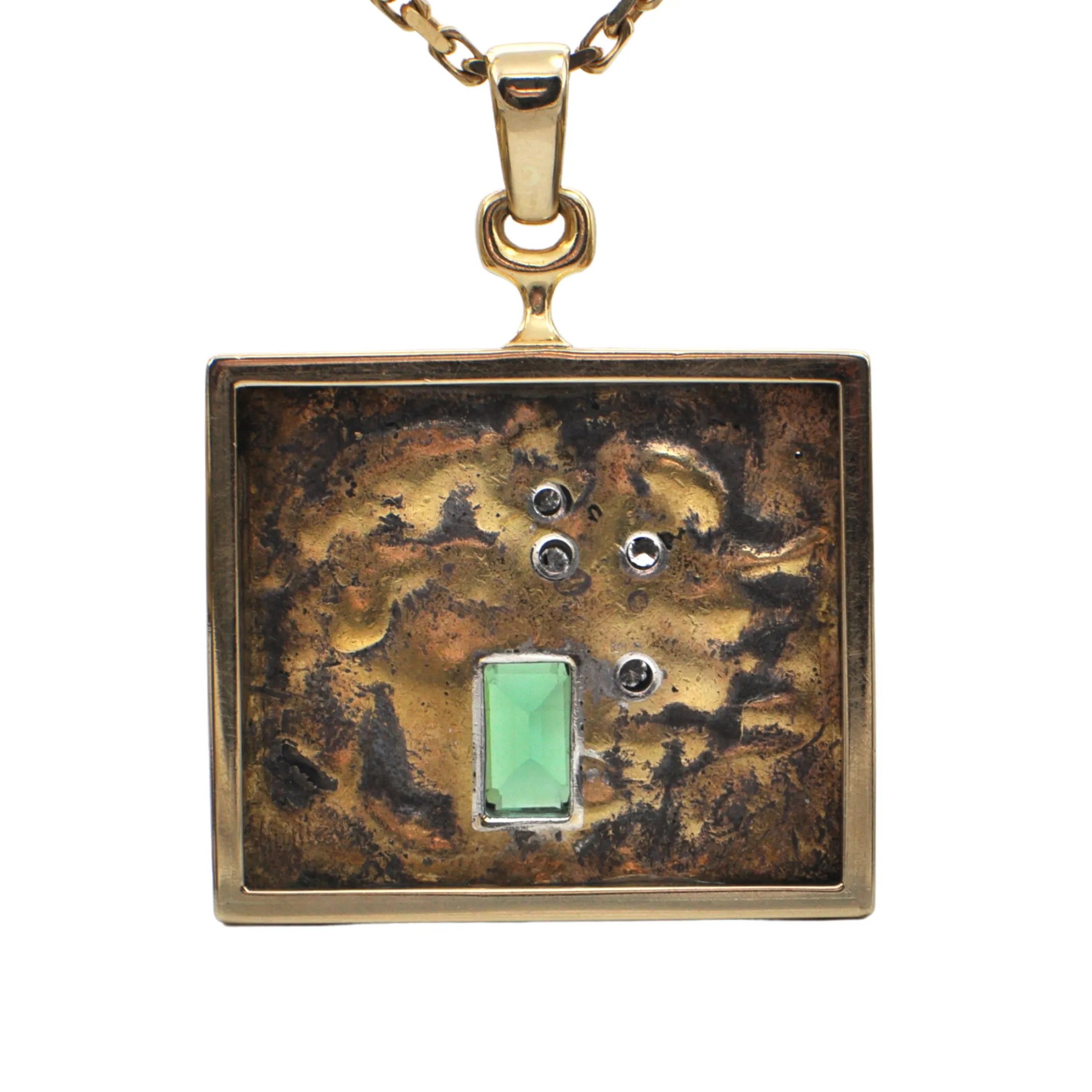 Signed Walter Schluep Tourmaline and Diamond Pendant Necklace (1974)