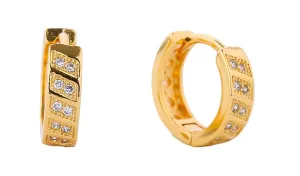 SJE310224 14K Gold-Dipped CZ Hoop Huggie Earrings