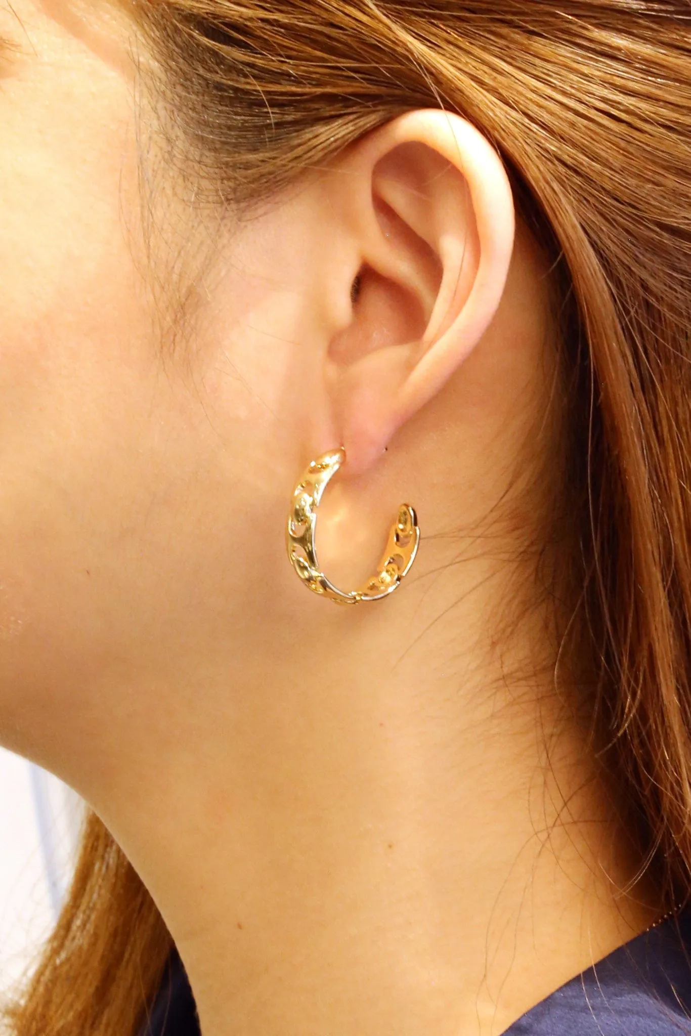 SJE310492 14K Link Post Hoop Earrings