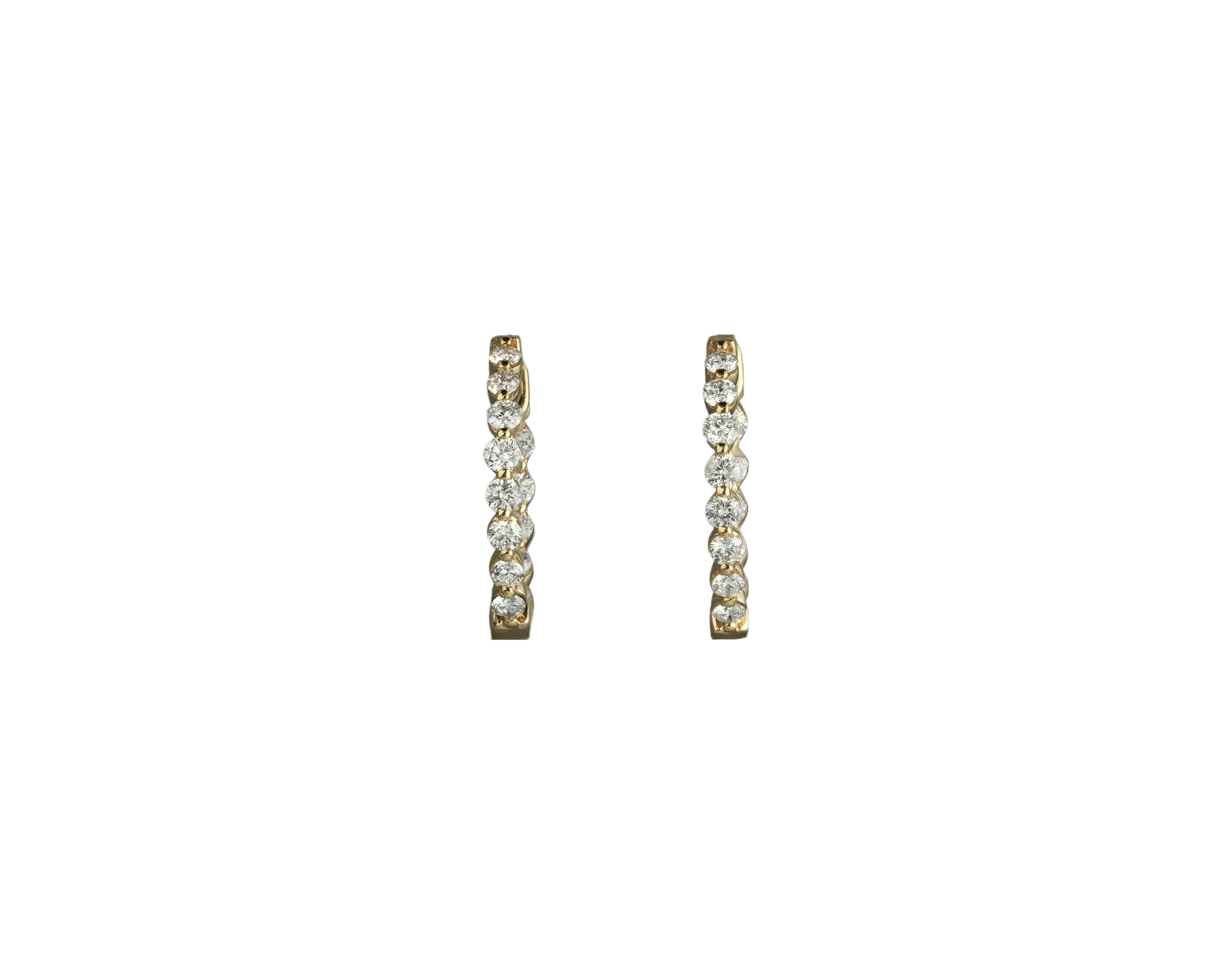 Small Diamond Hoop Earrings in Yellow Gold