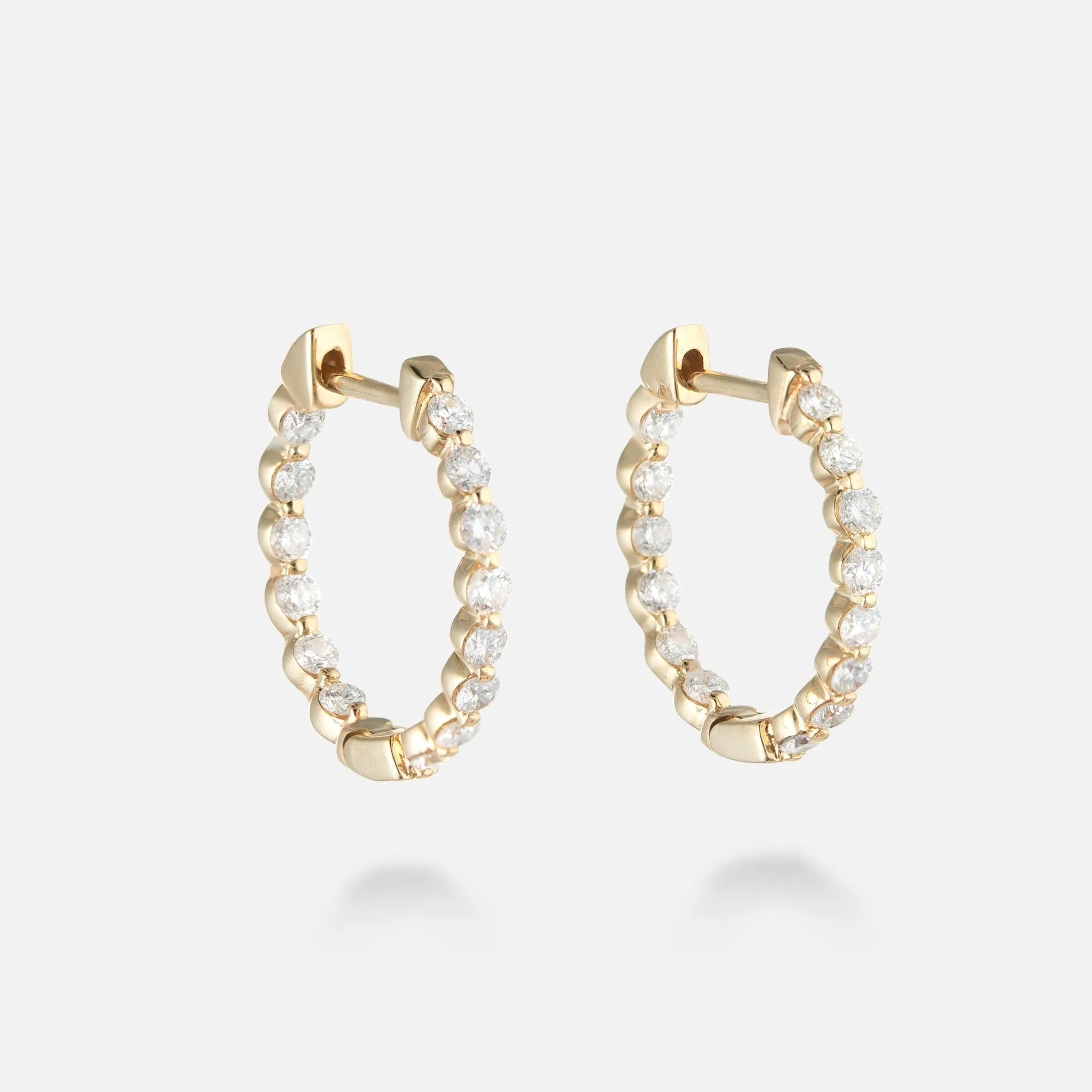 Small Diamond Hoop Earrings in Yellow Gold