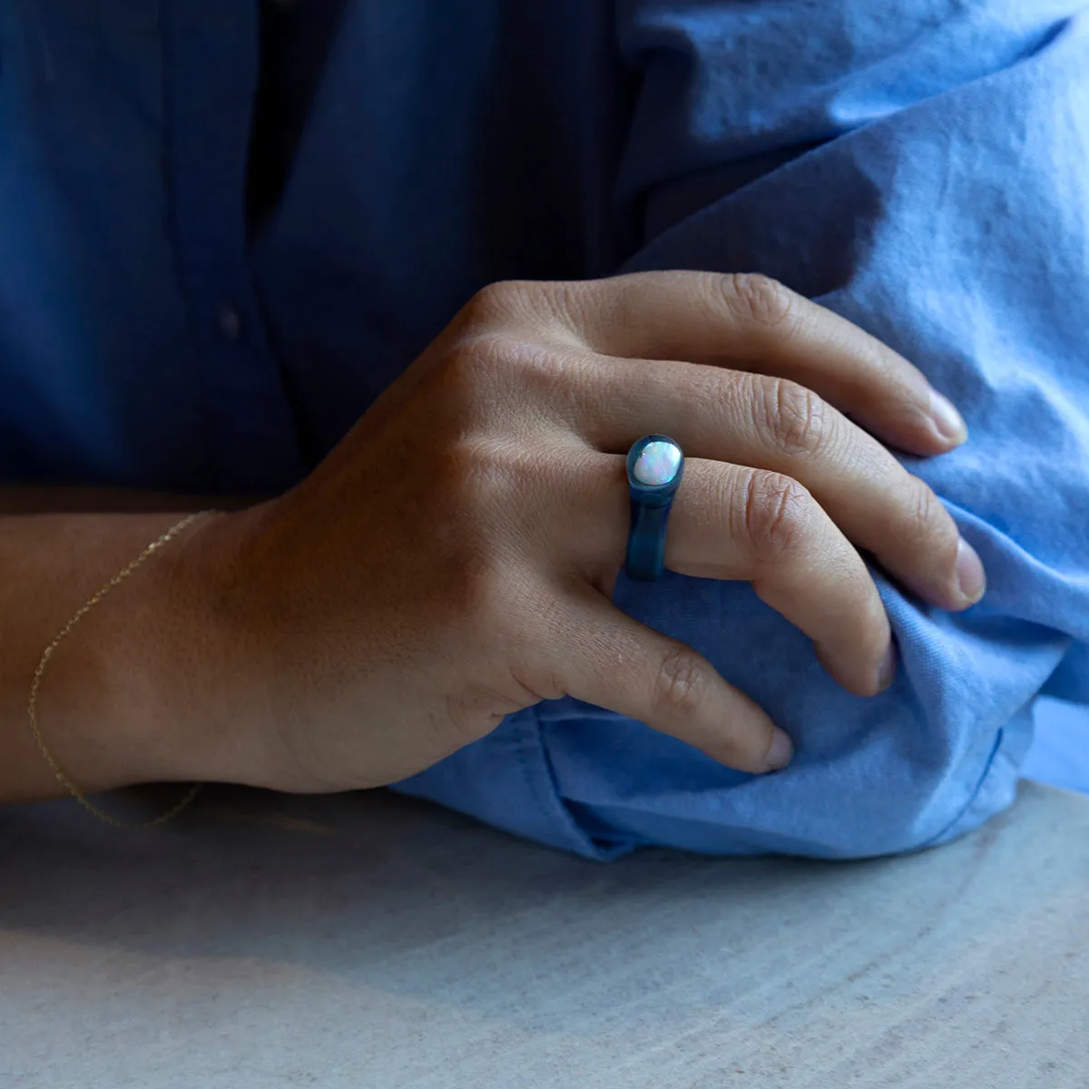 Small Opal Glass Ring