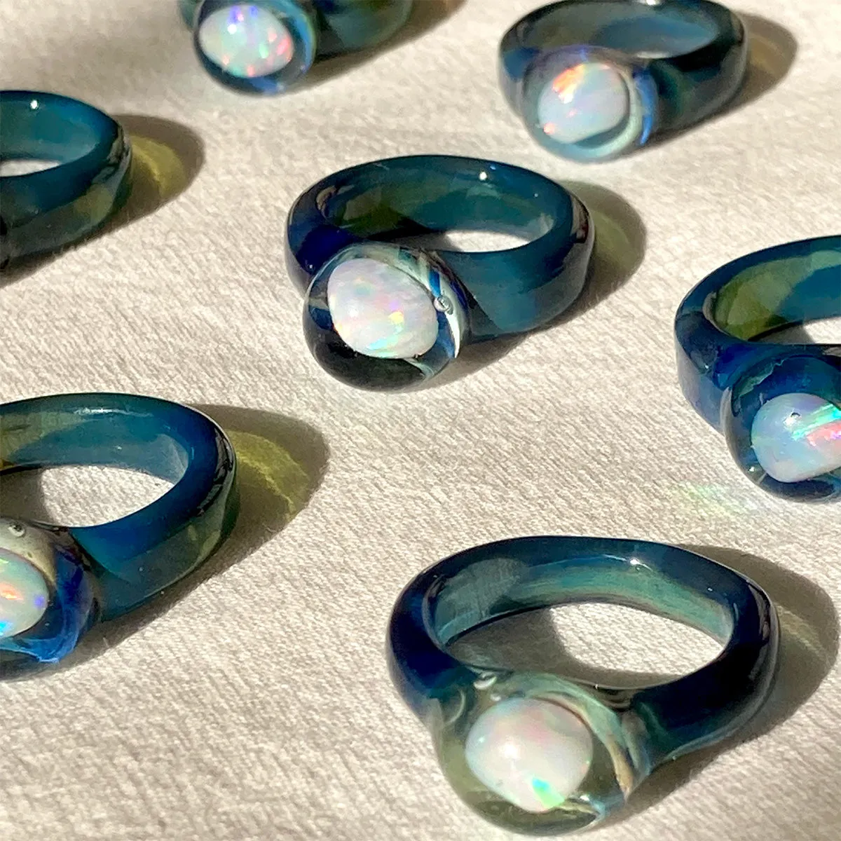 Small Opal Glass Ring