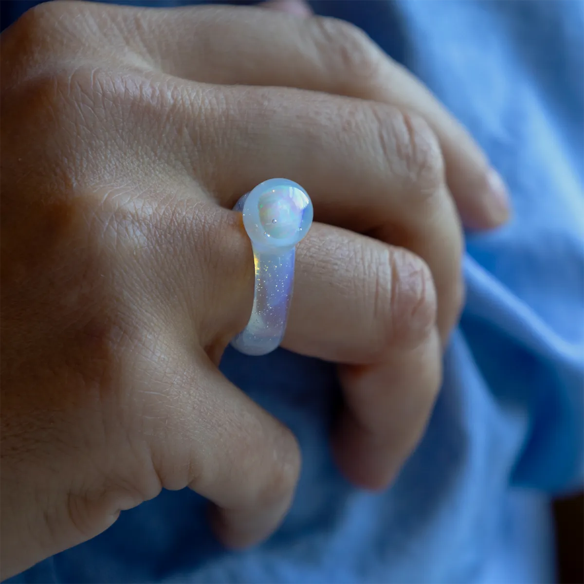 Small Opal Glass Ring