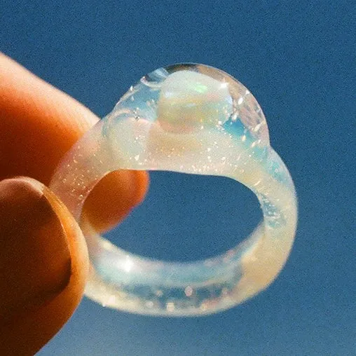 Small Opal Glass Ring