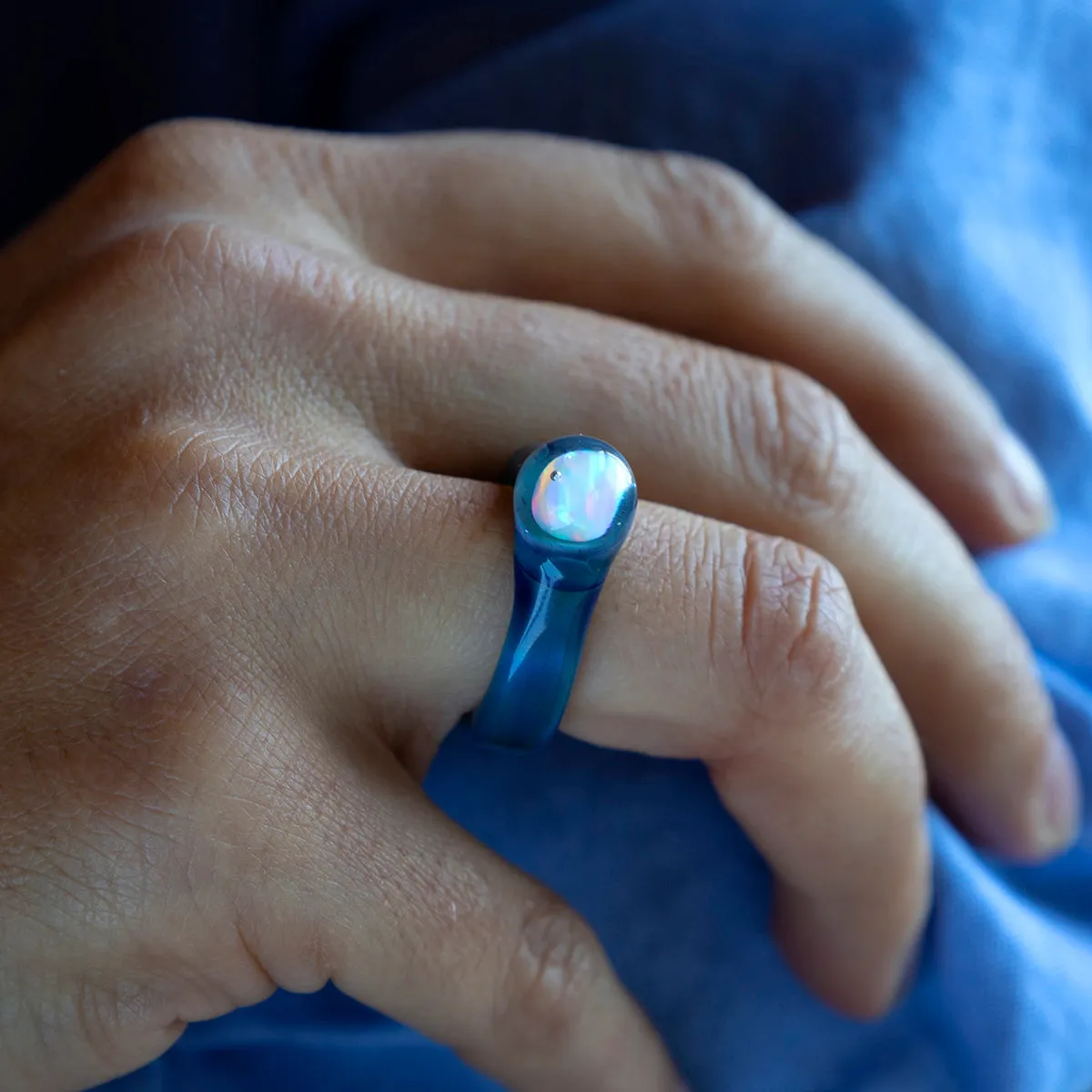 Small Opal Glass Ring