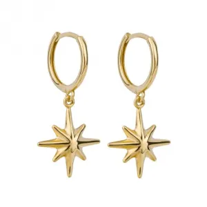 Starburst Charm 9ct Yellow Gold Hoop Earrings GE1005