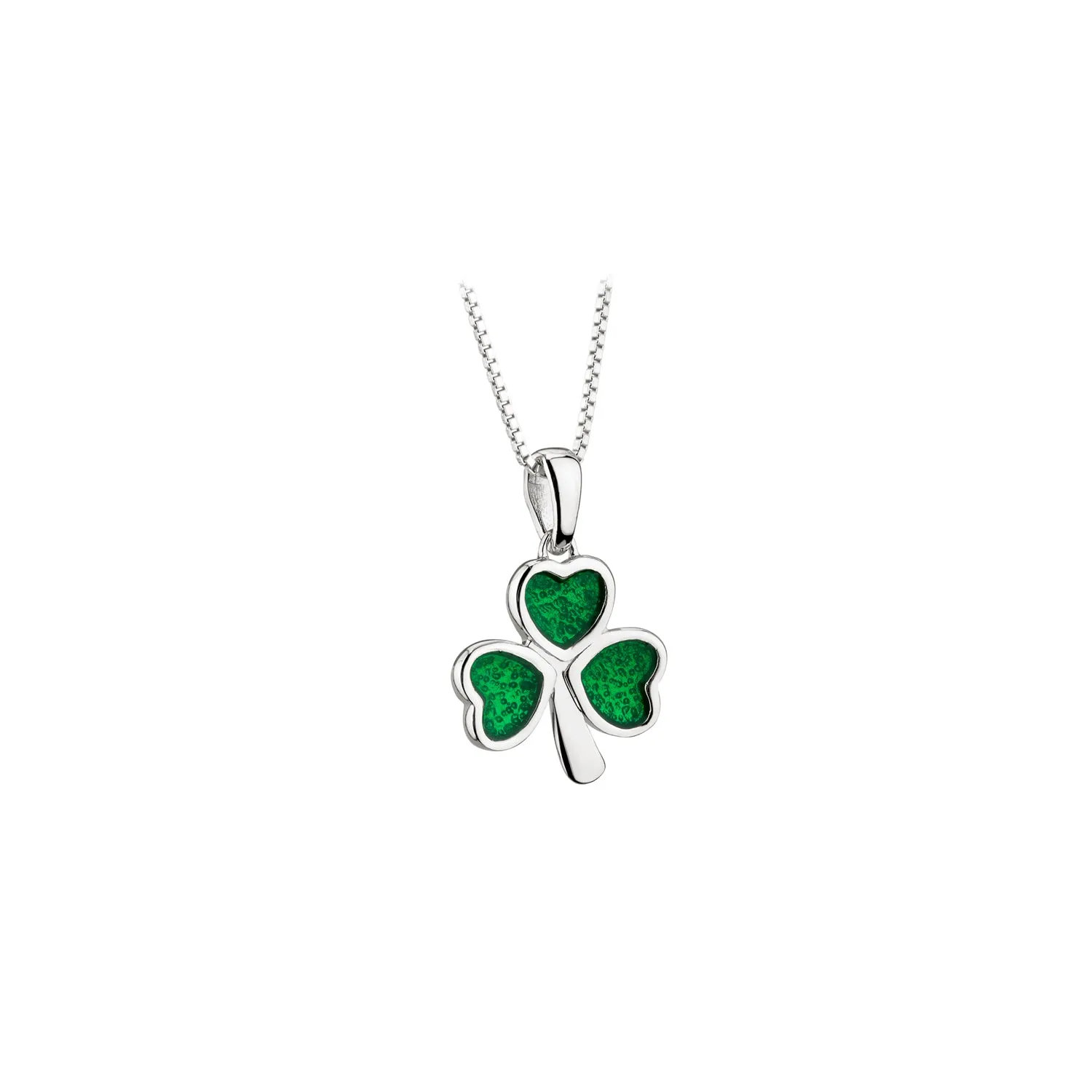 Sterling Silver Green Shamrock Necklace