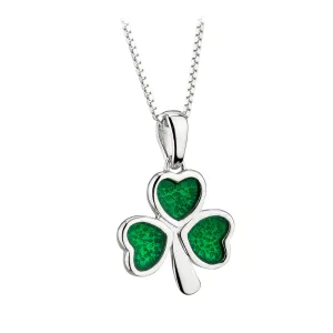 Sterling Silver Green Shamrock Necklace