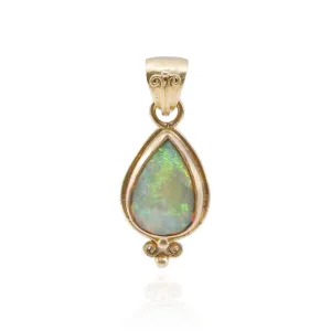 STEVEN BATTELLE 18K YELLOW GOLD ETHIOPIAN OPAL TEARDROP PENDANT