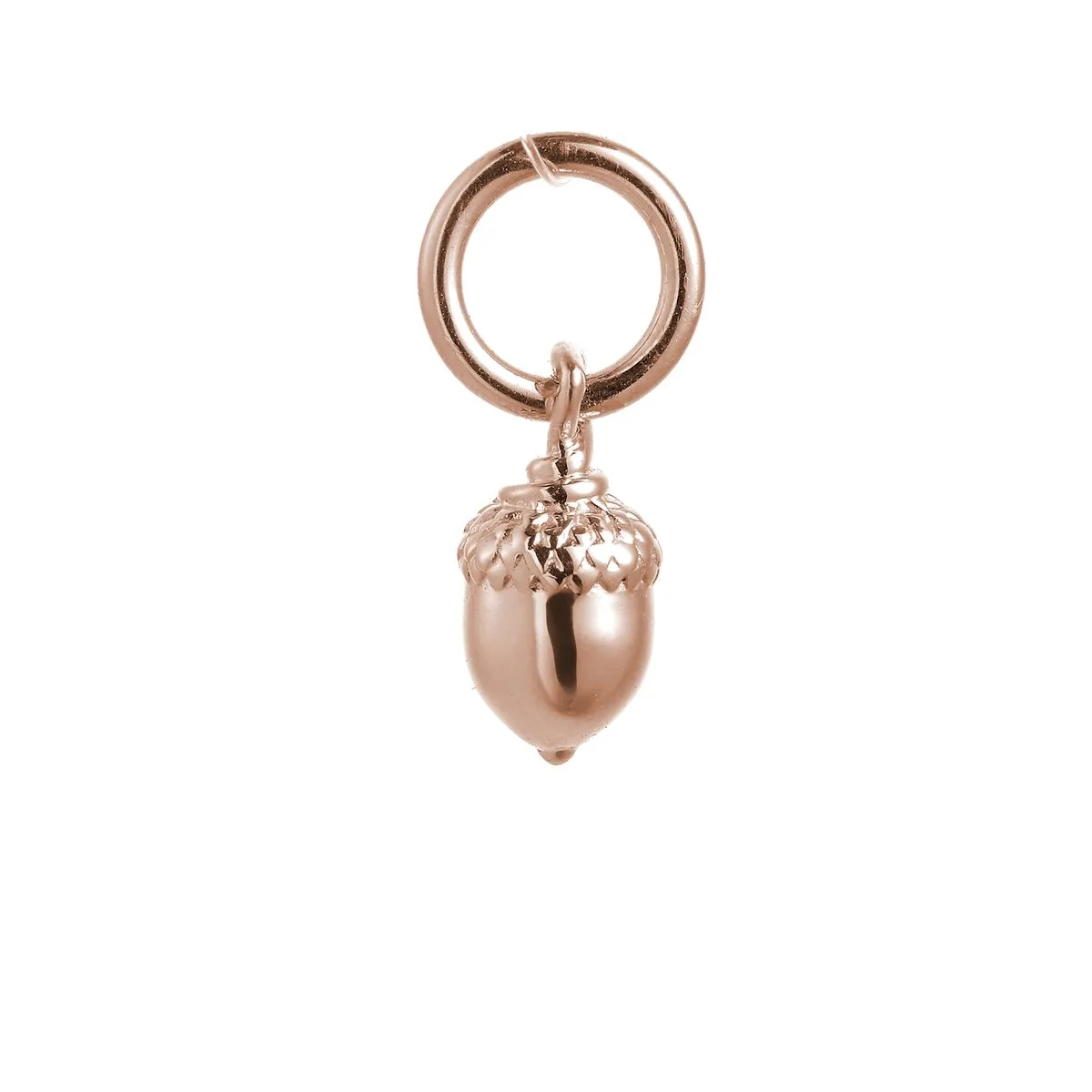 Tiny Acorn Solid Rose Gold Charm