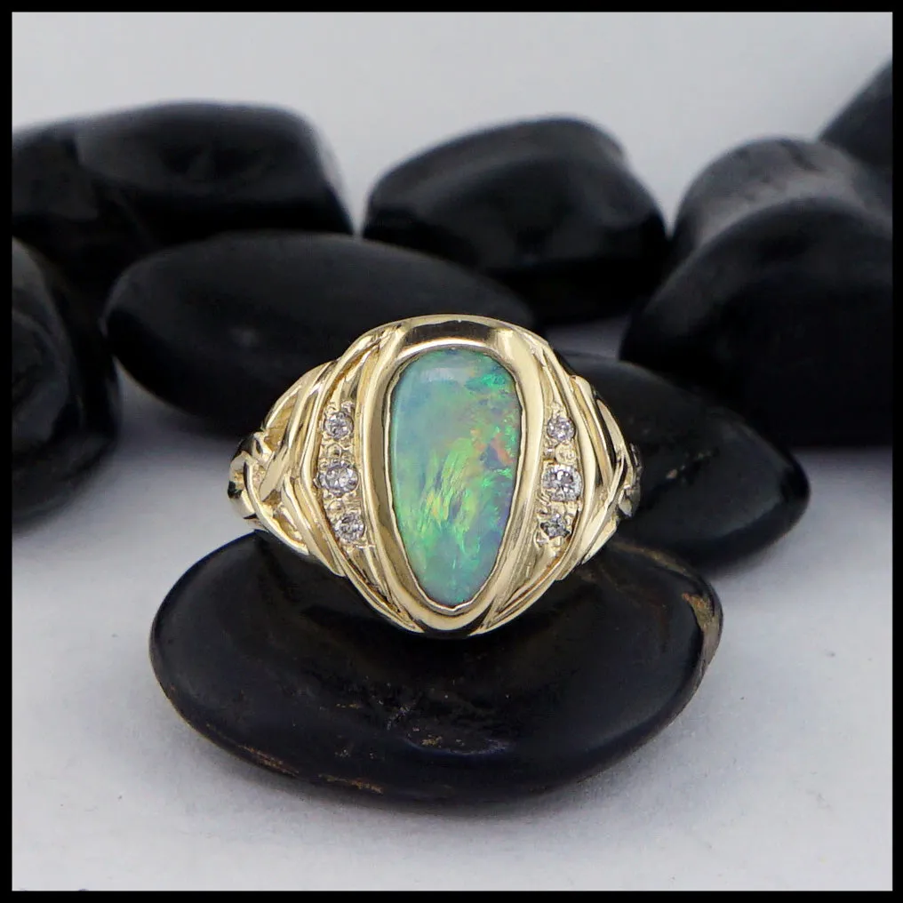 Trinity Knot Ring with Opal