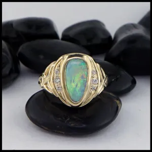 Trinity Knot Ring with Opal