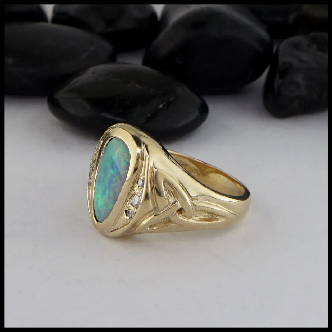 Trinity Knot Ring with Opal