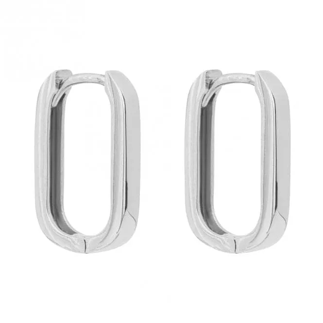 U Shape 9ct White Gold Hoop Earrings GE1003